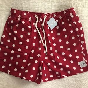 NWT Eubi Maroon Polka Dots Swim Trunks (SMALL)